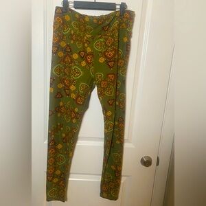 LulaRoe Green and yellow tall and curvy leggings
